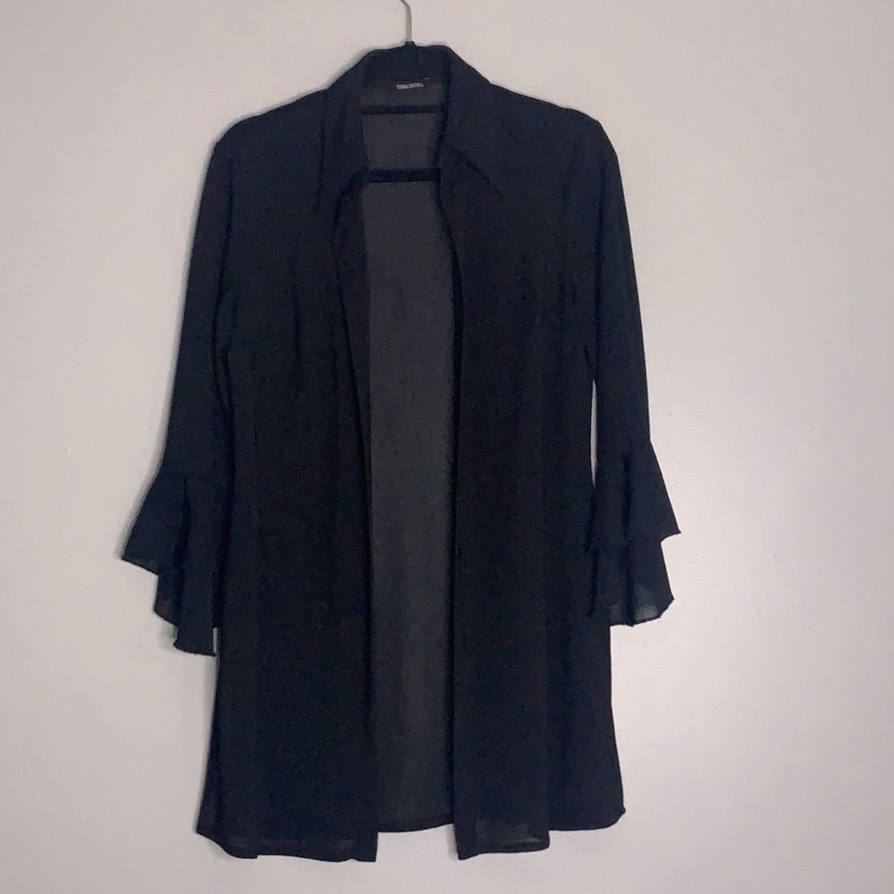 Vintage terra nostra black blouse knit cardigan bell sleeve large women’s